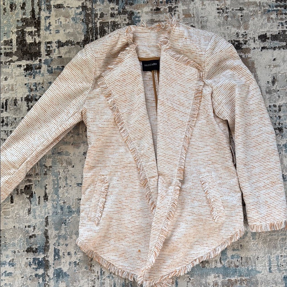 Dolce Cabo Cream Fringed Blazer